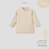 Áo dài tay cổ 3cm Nous Velour màu nâu in trang trí ( nấm )