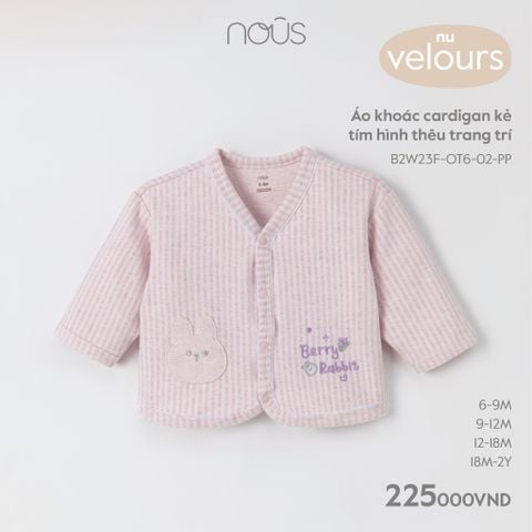 Áo khoác cardigan Nous Velours kẻ tím hình thêu trang trí