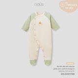 Body liền dài Nous Velour màu be phối caro xanh lá in trang trí NB ( Nhím )