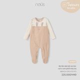 Body liền dài Nous Velour tất tai thỏ caro cam phối màu be NB
