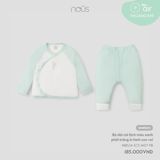 Bộ cài lệch màu xanh phối trắng in hình con voi Nous Air NB