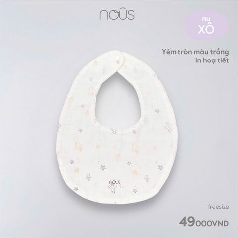 Yếm tròn màu trắng in hình ngôi sao và con mực Nous Muslin