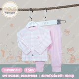 Bộ cài thẳng Nous pettit newborn kẻ hồng trắng (chim hồng)