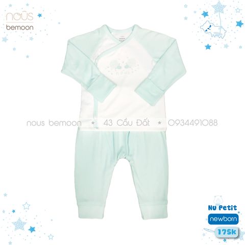 Bộ cài lệch newborn xanh hình cừu NB