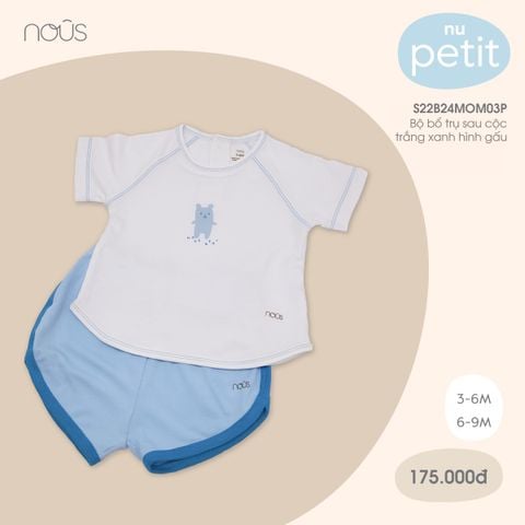 Bộ bổ trụ sau cộc nous petit trắng xanh hình gấu