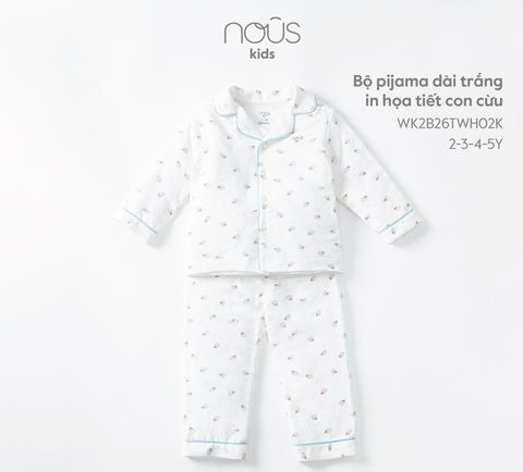 Bộ pijama Nous Kids dài trắng in họa tiêt con cừu