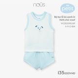 Bộ ba lỗ Nous petit kẻ xanh in hình chó woof