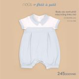 Body cộc Nous petit à petit  xanh phối màu trắng thêu chữ