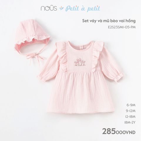 Set váy và mũ bèo vai hồng Nous
