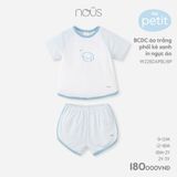 Bộ chui đầu cộc Nous petit áo trắng phối kẻ xanh dương in ngực áo