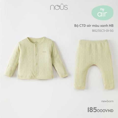 Bộ newborn cài thẳng dài màu xanh lá NB