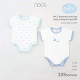 Set 2 bodysuit Nous petit cộc tay màu trắng in hoạ tiết