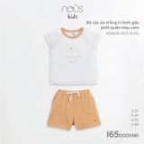 Bộ cộc Nous Kid áo trắng in hình gấu  phối quần màu cam