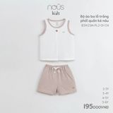 Bộ ba lỗ Nous Kid trắng phối quần kẻ nâu