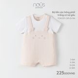 Bộ body cộc Nous Premium hồng phối trắng có tai gấu
