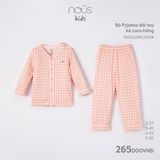 Bộ pyjama dài tay Nous Kid kẻ caro hồng