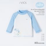Áo cổ 3cm trắng phối tay xanh in hình cún woof