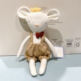 Gấu bông Mickey Prince mặc quần yếm nâu đeo nơ đỏ Nous