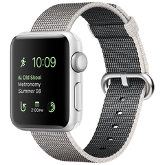 Apple Watch 2 38mm Silver Aluminum Case - Pearl Woven Nylon (MNNX2)