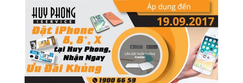 ĐẶT IPHONE 8,8+, X TẠI HUY PHONG NHẬN NGAY QÙA KHỦNG