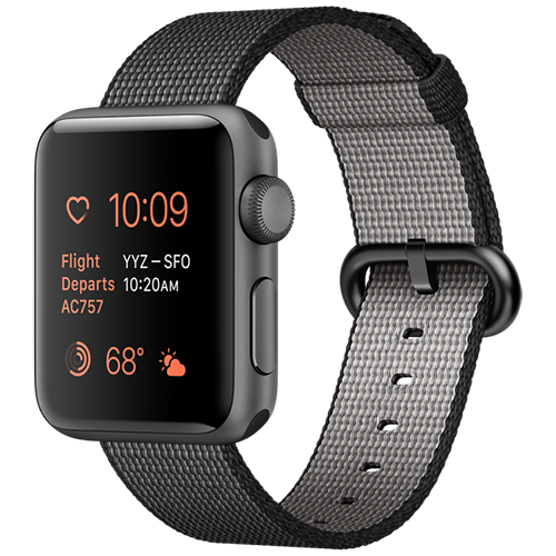 Apple Watch 2 38mm Space Gray Aluminum Case - Black Woven Nylon (MP052)