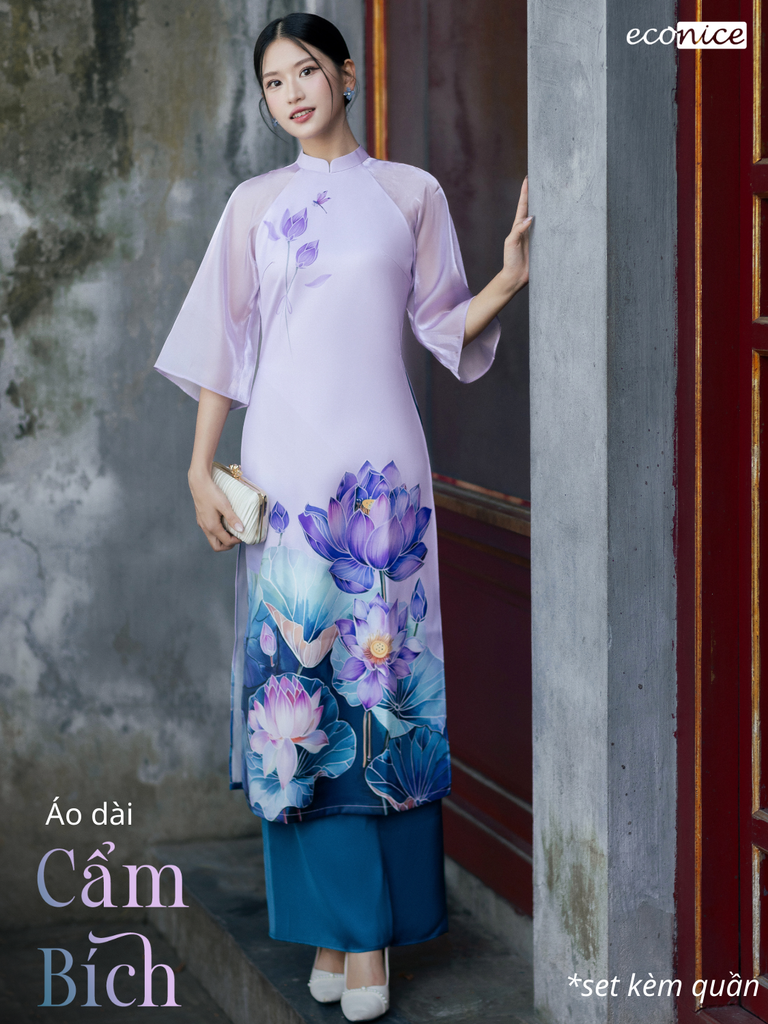 Set áo dài cách tân nữ Econice Cẩm Bích