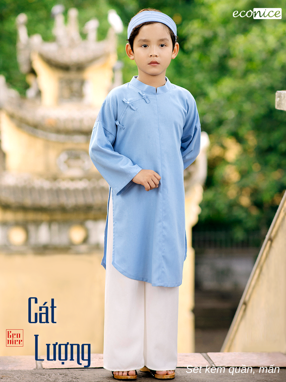 Áo dài cách tân bé trai Econice Cát Lượng
