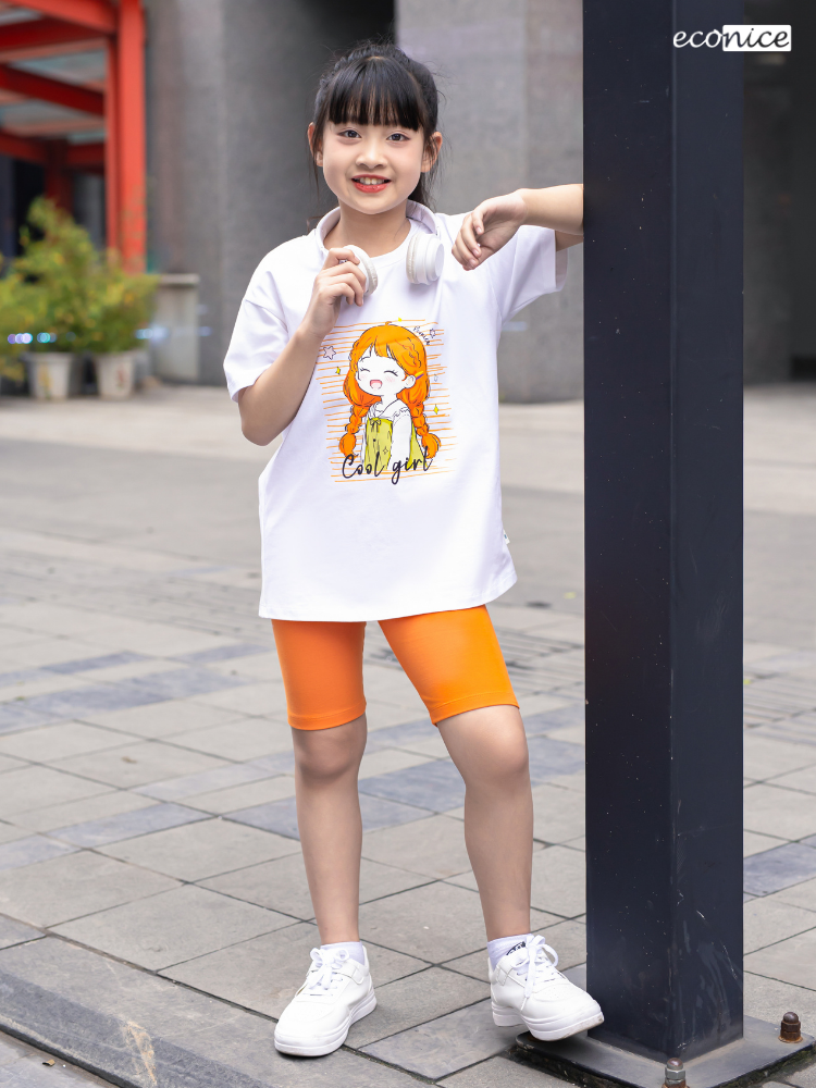 Bộ đồ biker cotton bé gái Econice E4sbtg01