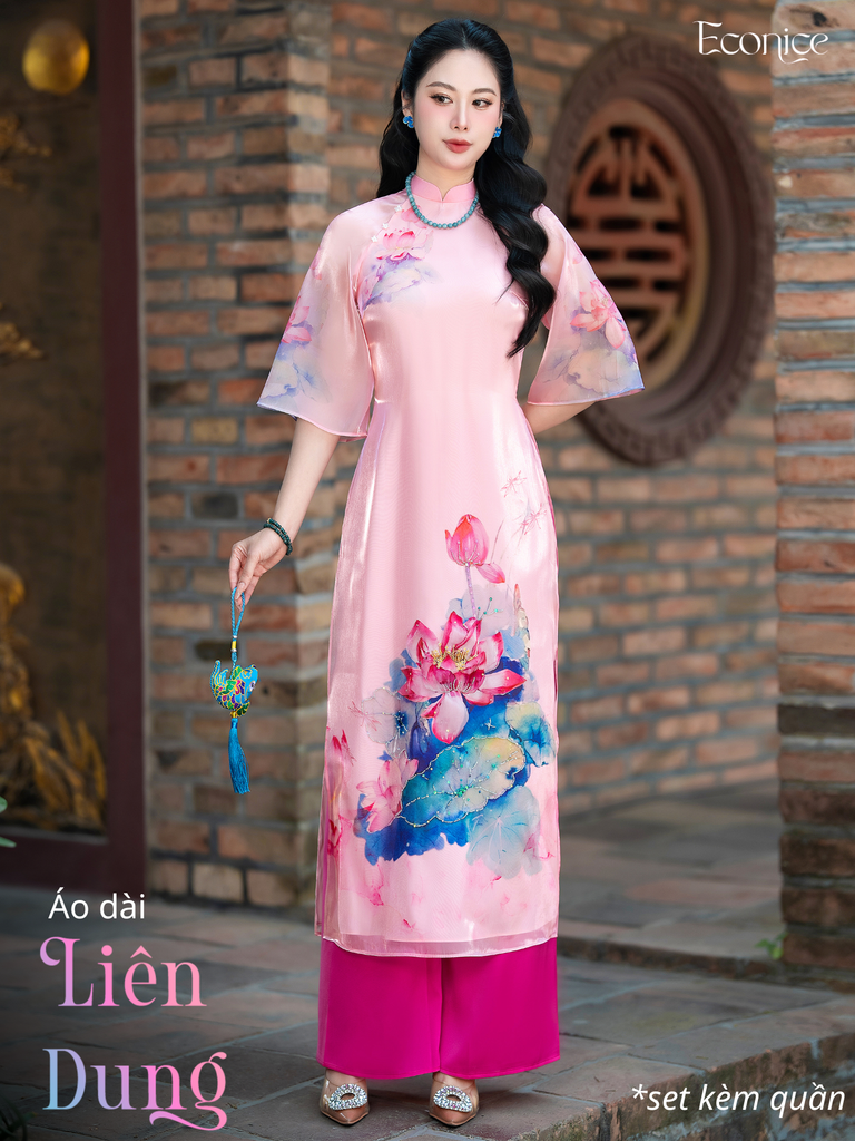 Set áo dài cách tân nữ đính kết Econice Liên Dung