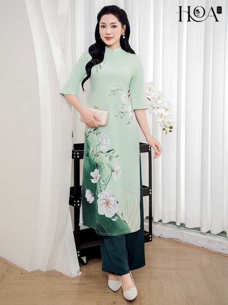 Set áo dài cách tân nữ HOA Mộc Trà 2