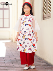 Set áo dài bé gái Econice Ad028 (ko kèm mấn)