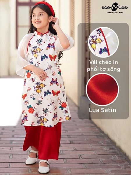 Set áo dài bé gái Econice Ad028 (ko kèm mấn)