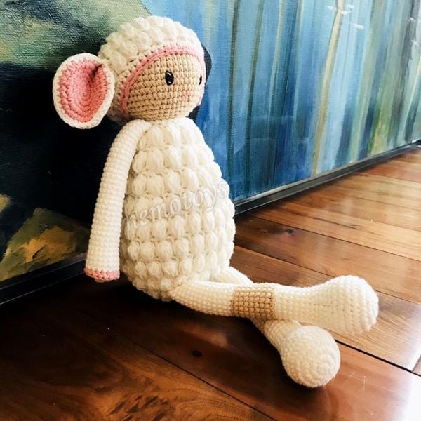  CỪU TRẮNG BOBBY - 45CM - Thú bông bằng len handmade, Thú len nhồi bông Amigurumi, Búp bê len handmade cao cấp NemoToys 