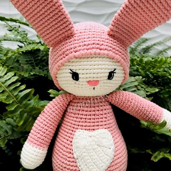  Thỏ Hồng Tim - Thú len Amigurumi Handmade – Thú Bông Len Dễ Thương Decor / Quà Tặng – Nemo Handmade - Len Móc Thú 