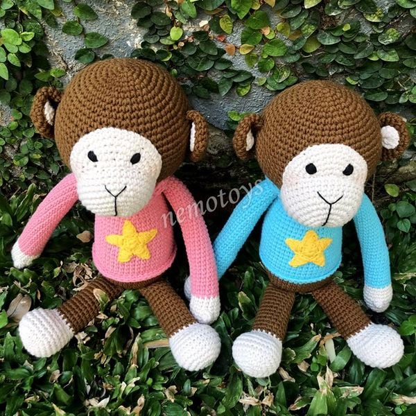  KHỈ SAO ANDY (35CM) - Thú bông bằng len handmade, Thú len nhồi bông Amigurumi, Búp bê len handmade cao cấp NemoToys 