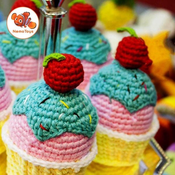  Bánh Cupcake - Đồ chơi bằng len Handmade 