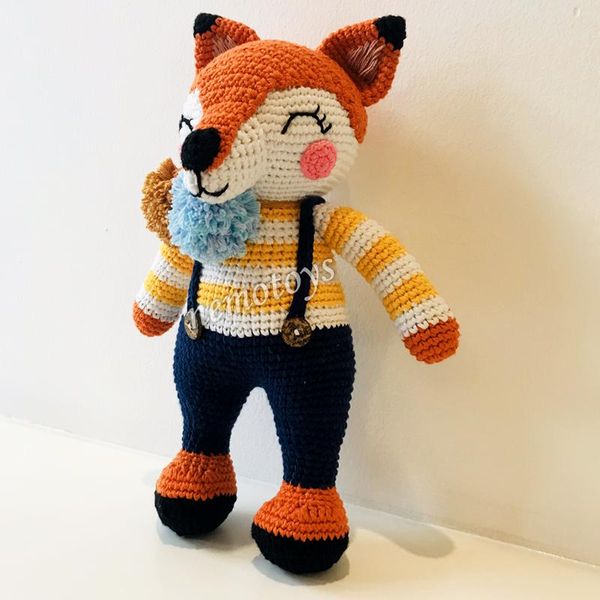  CÁO FIN ÁO SỌC - 30CM - Thú bông bằng len handmade, Thú len nhồi bông Amigurumi, Búp bê len handmade cao cấp NemoToys 