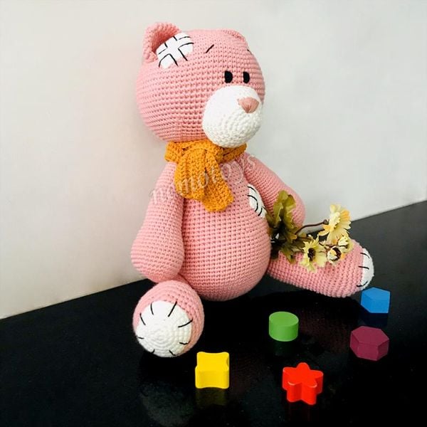  GẤU POOH HỒNG (41cm) - Thú bông bằng len handmade NemoToys, Thú len nhồi bông Amigurumi 