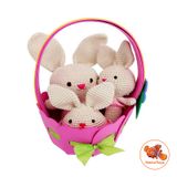  Thú len Handmade- Set Quà Newborn Thỏ Gái 