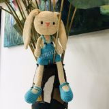  THỎ CON TINH NGHỊCH - 35CM - Thú bông bằng len handmade, Thú len nhồi bông Amigurumi, Búp bê len handmade cao cấp NemoToys 