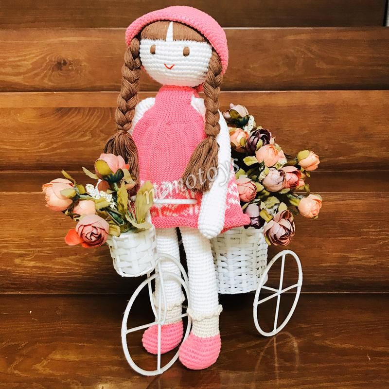  CÔNG CHÚA NÓN HỒNG - 40CM - Búp bê len Amigurumi, Búp bê bằng len handmade NemoToys 