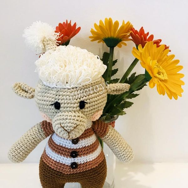  CỪU SAMMY ÁO SỌC - 33CM - Thú bông bằng len handmade, Thú len nhồi bông Amigurumi, Búp bê len handmade cao cấp NemoToys 