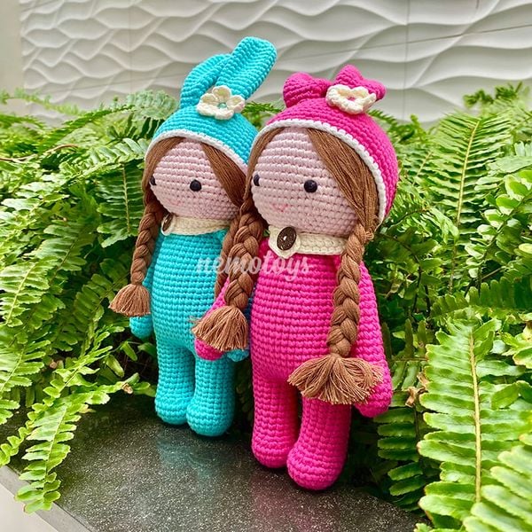  BÚP BÊ THỎ (26CM)- Thú bông bằng len handmade, Thú len Amigurumi, Búp bê len handmade 