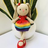  THỎ CẦU VỒNG - 35CM -Thú bông bằng len handmade, Thú len nhồi bông Amigurumi, Búp bê len handmade cao cấp NemoToys 