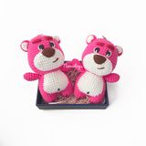  Gấu Dâu Lotso- Móc khóa bằng len 