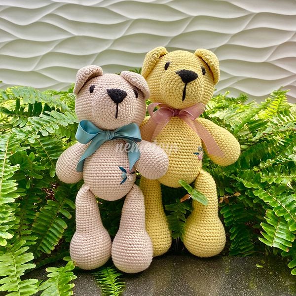  GẤU NƠ - Thú bông bằng len handmade, Thú len Amigurumi, Búp bê len handmade 