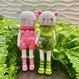  MÈO MYMY TẤT SỌC (35CM) - Thú bông bằng len handmade, Thú len Amigurumi, Búp bê len handmade 