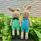  THỎ YẾM XANH (43CM) - Thú bông bằng len handmade, Thú len Amigurumi, Búp bê len handmade 