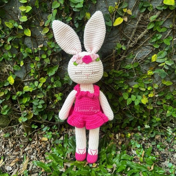  THỎ HỒNG SEN - Thú bông bằng len – Thú len nhồi bông Amigurumi – NemoToys NemoHandmade 