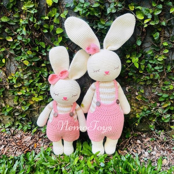  THỎ LALA SỌC NHỎ - Thú bông bằng len – Thú len nhồi bông Amigurumi – NemoToys NemoHandmade 